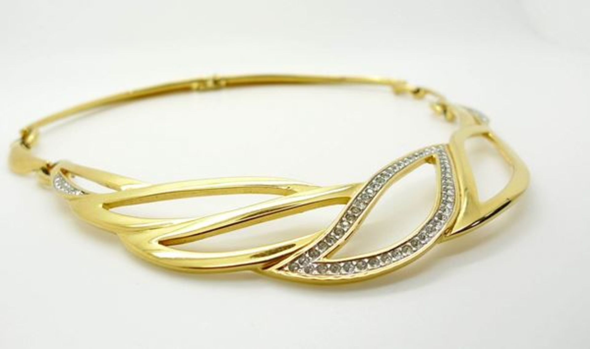 Vintage Monet Gold Tone And Diamante Choker - Image 2 of 4
