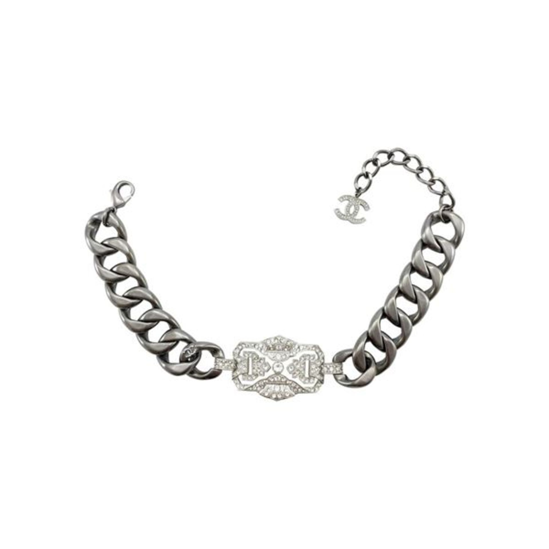 Chanel Runway Look Diamante Embellished Grey Chunky Chain Choker Necklace, 2014 - Image 4 of 8