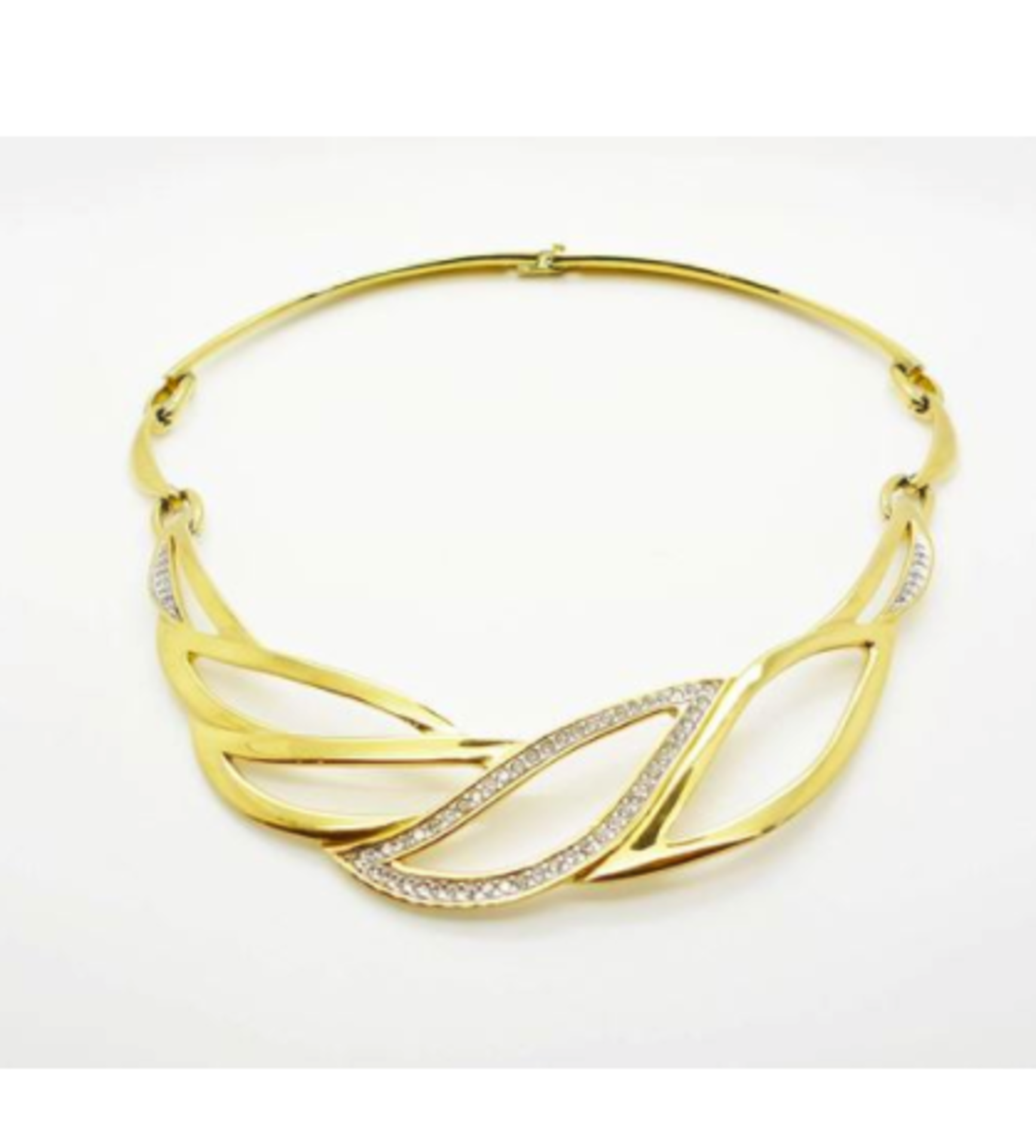Vintage Monet Gold Tone And Diamante Choker - Image 3 of 4