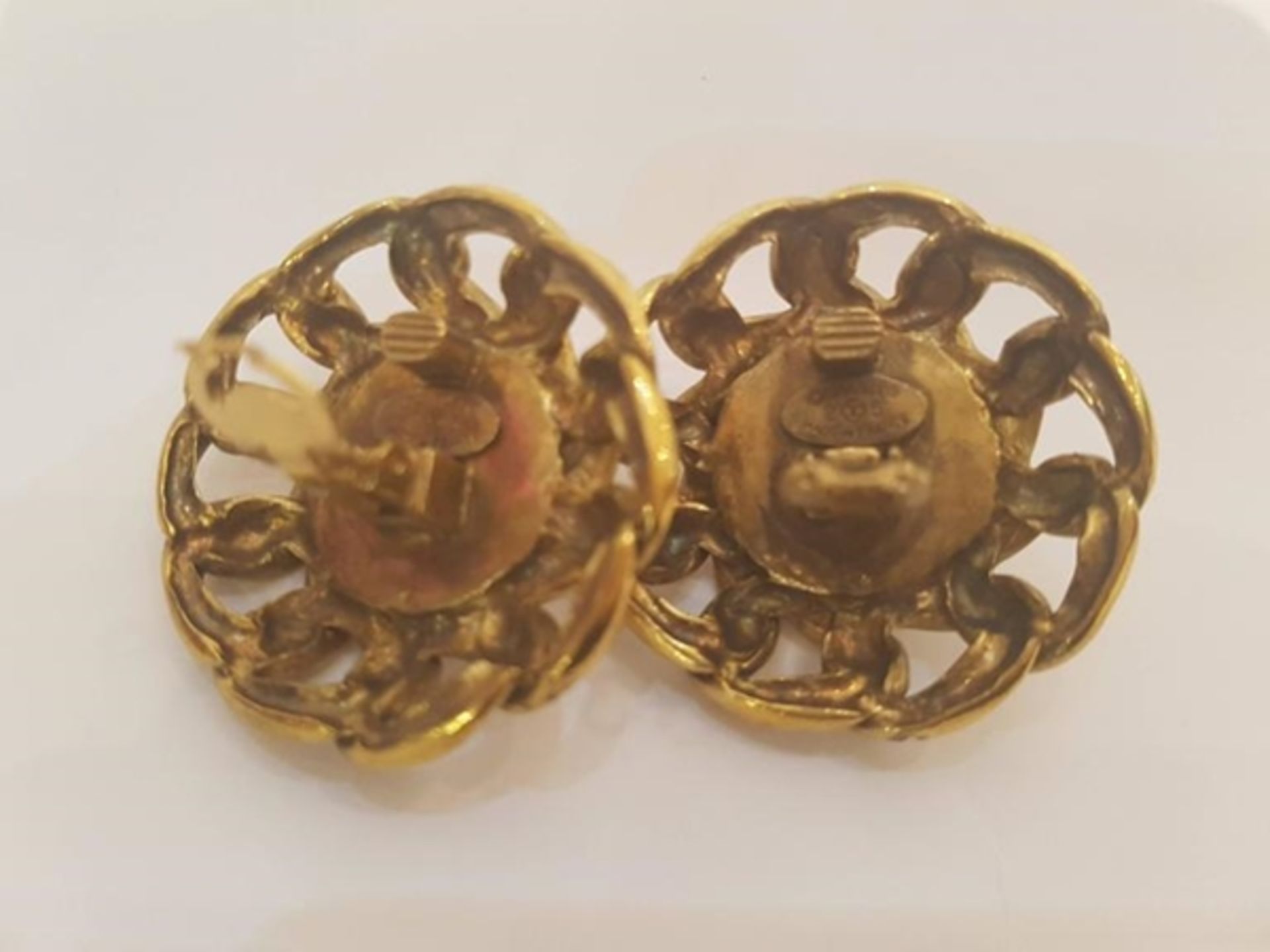 Chanel Faux Pearl Gold Tone Vintage Earrings - Image 3 of 3