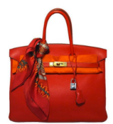 Hermes Rouge Vif 35cm Clemence Birkin Bag