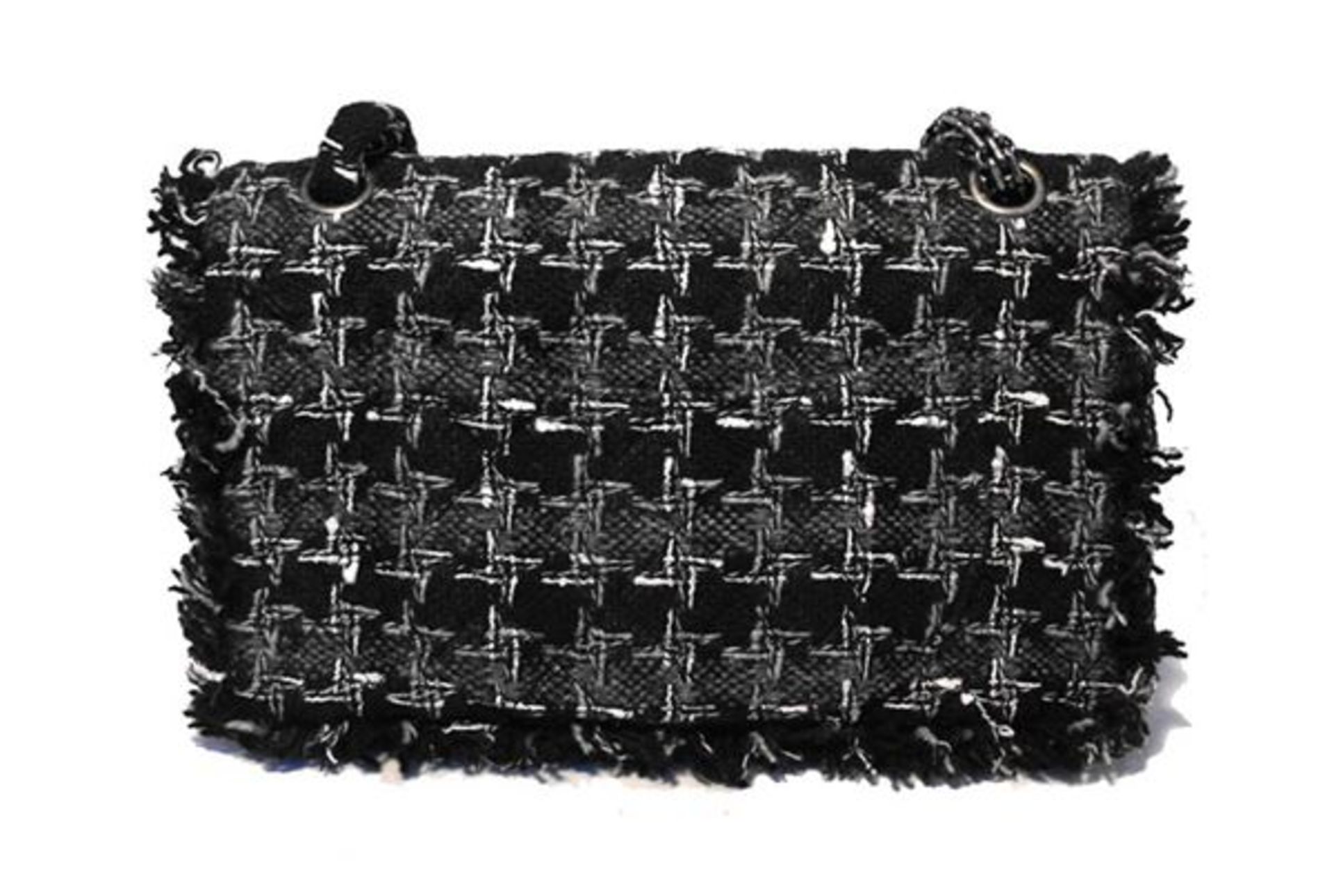 Rare Chanel Black Tweed Charms Classic 10inch 2.55 Flap-runway Edition - Image 3 of 9