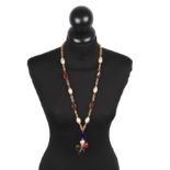 Vintage Chanel Clover Pendant Gold Tone Necklace