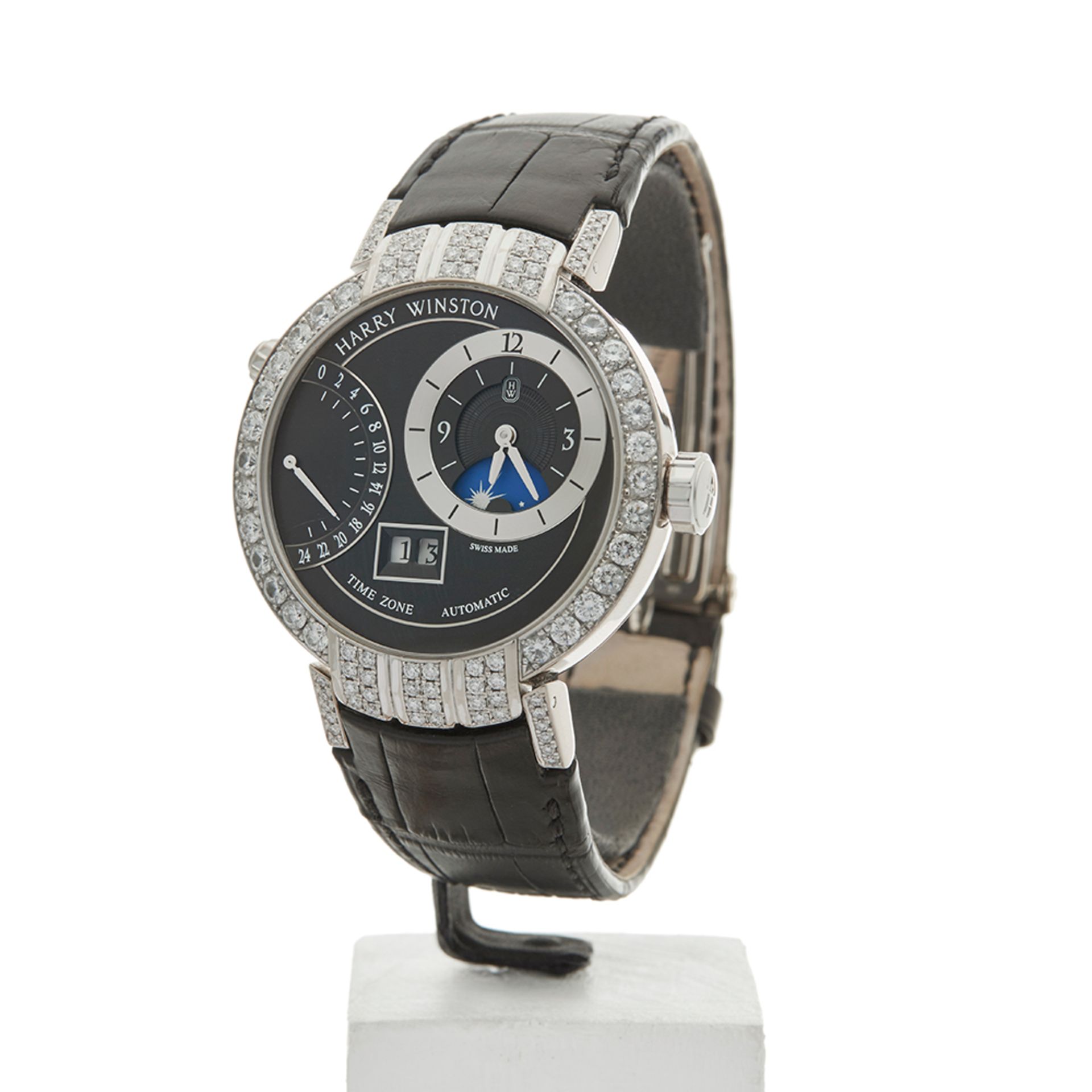 Harry Winston Premier Excenter Timezone Afterset Diamonds 41mm 18K White Gold - PRNATZ41WW001 - Image 3 of 9