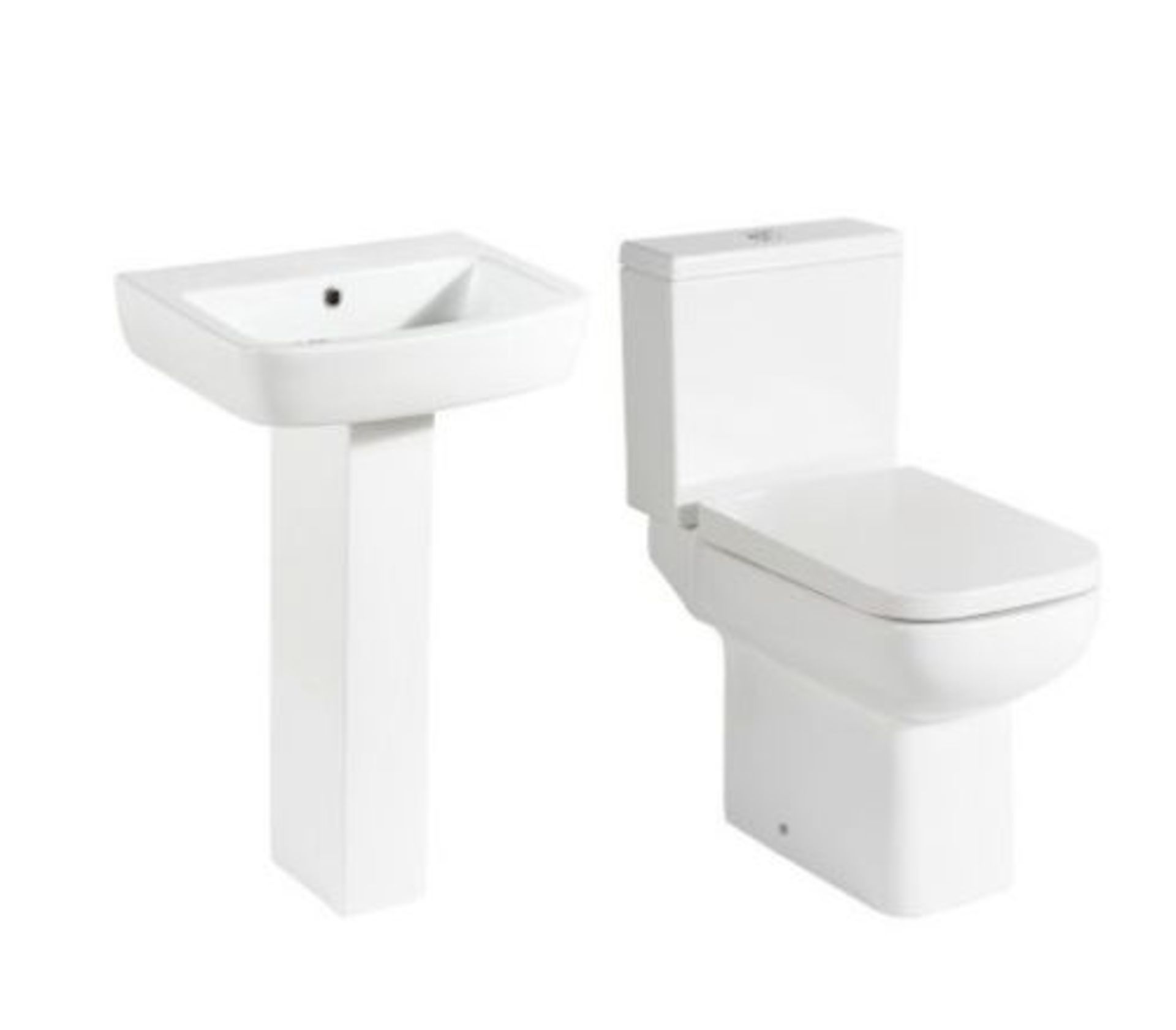 FABIENNE CLOSE-COUPLED TOILET & FULL PEDESTAL BASIN SINK SET BATHROOM WHITE