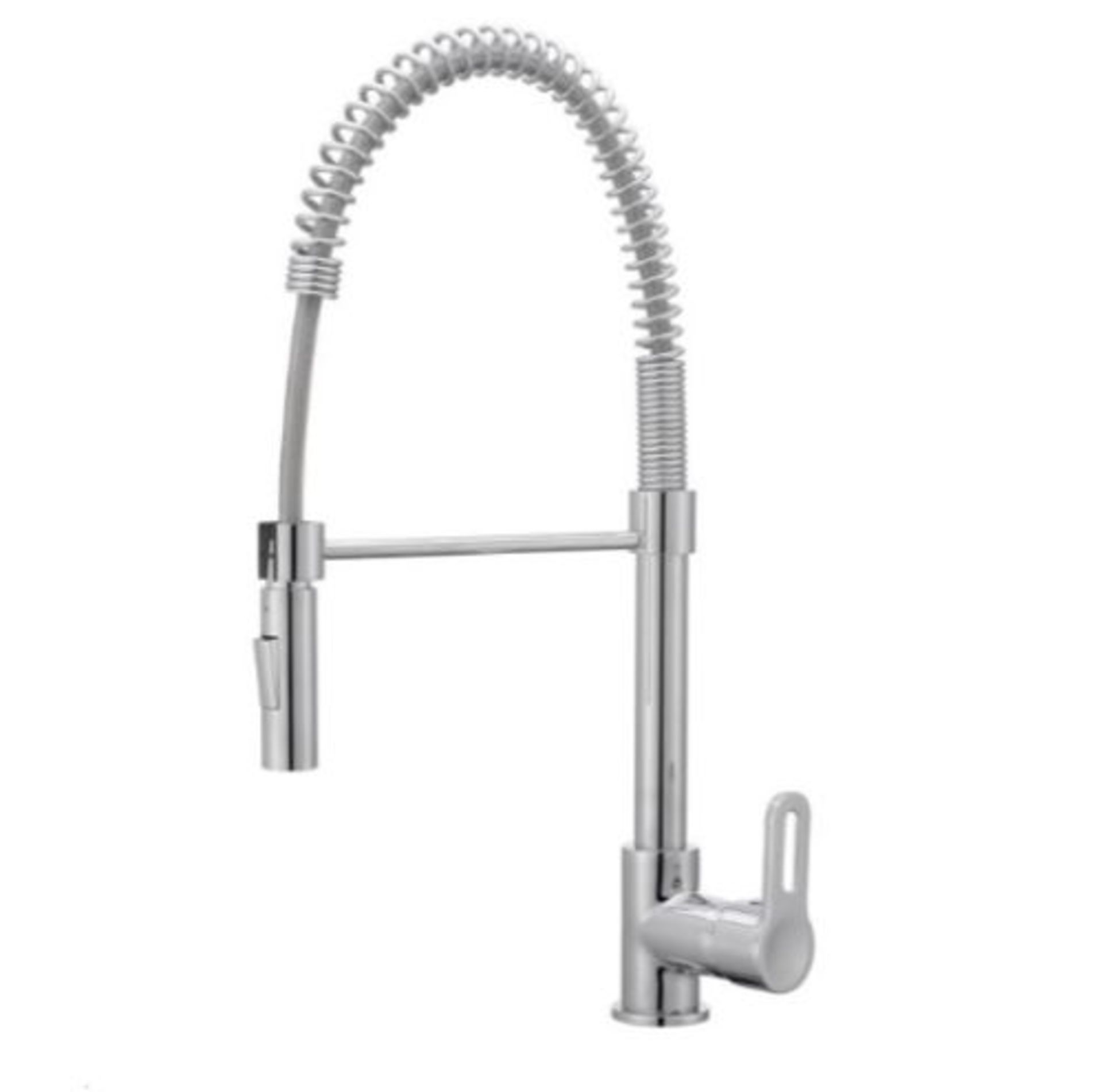 Flinter Chrome Effect Side Lever Spring Neck Pull Out Mixer Kitchen Tap 1.6 Bar