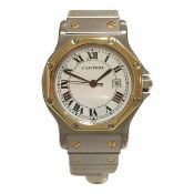 Vintage Cartier Hexagon Santos Stainless Steel And Yellow Gold Men's Watch