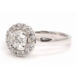 3114019-, *** RRP £10,925.00*** UNUSED - Certified by GIE 18ct White Gold Single Stone With Halo