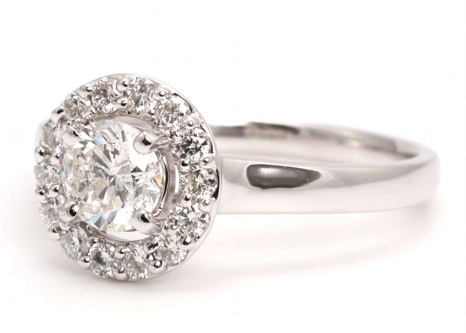 3114019-, *** RRP £10,925.00*** UNUSED - Certified by GIE 18ct White Gold Single Stone With Halo