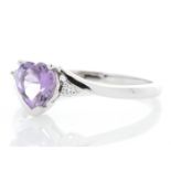 8180072A-, *** RRP £1,045.00*** UNUSED - Certified by GIE 9ct White Gold Amethyst Diamond Ring 0.
