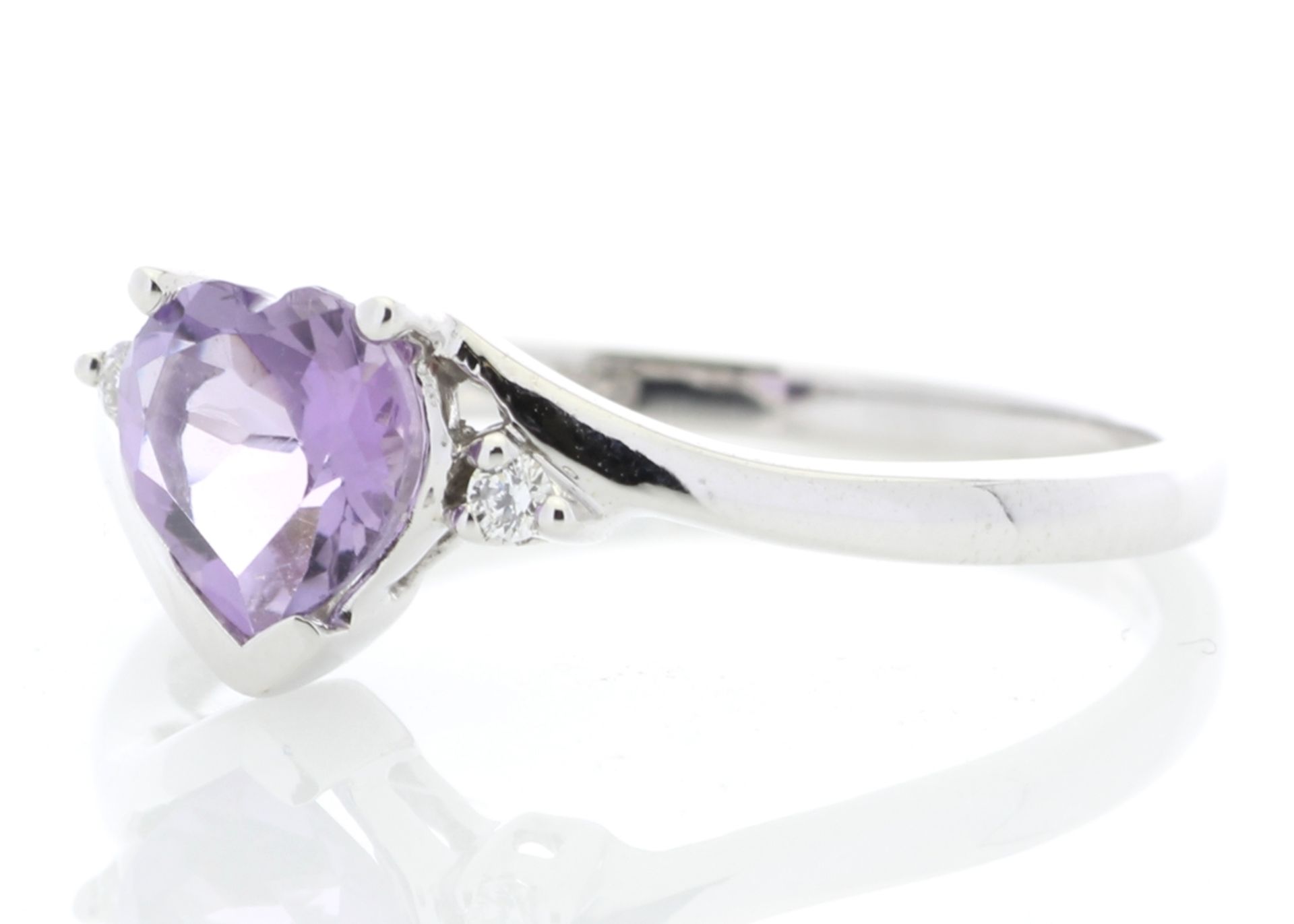 8180072A-, *** RRP £1,045.00*** UNUSED - Certified by GIE 9ct White Gold Amethyst Diamond Ring 0.