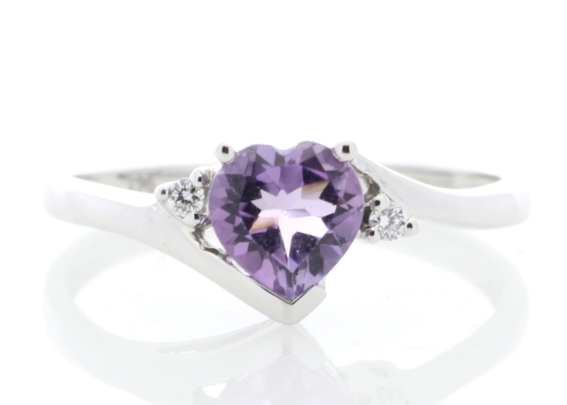 8180072A-, *** RRP £1,045.00*** UNUSED - Certified by GIE 9ct White Gold Amethyst Diamond Ring 0. - Image 4 of 4