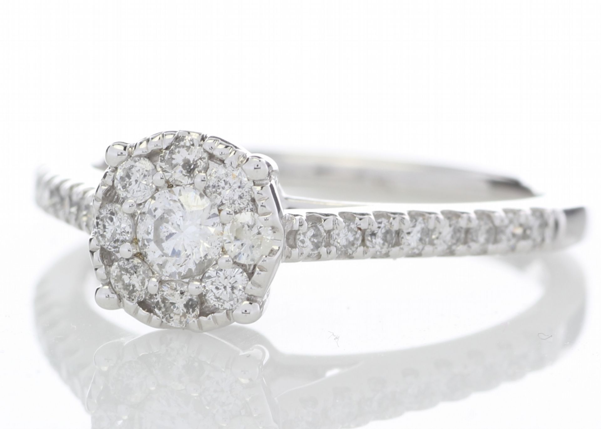 6178002-, *** RRP £3,500.00*** UNUSED - Certified by GIE 14ct White Gold Flower Cluster Diamond Ring