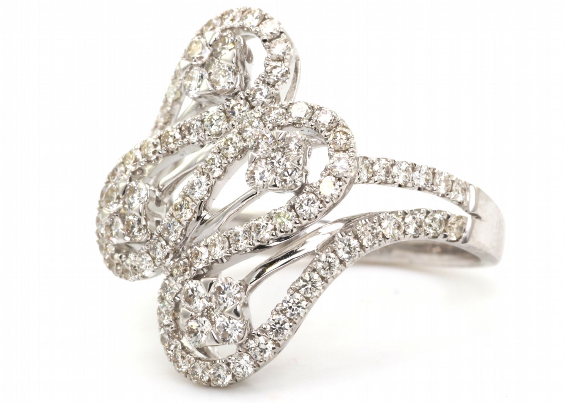 3180010-, *** RRP £13,950.00*** UNUSED - Certified by GIE 18ct White Gold Fancy Cluster Diamond Ring