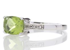 8180081D-, *** RRP £1,190.00*** UNUSED - Certified by GIE 9ct White Gold Peridot Diamond Ring 0.05
