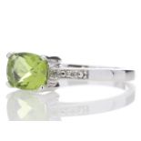 8180081D-, *** RRP £1,190.00*** UNUSED - Certified by GIE 9ct White Gold Peridot Diamond Ring 0.05