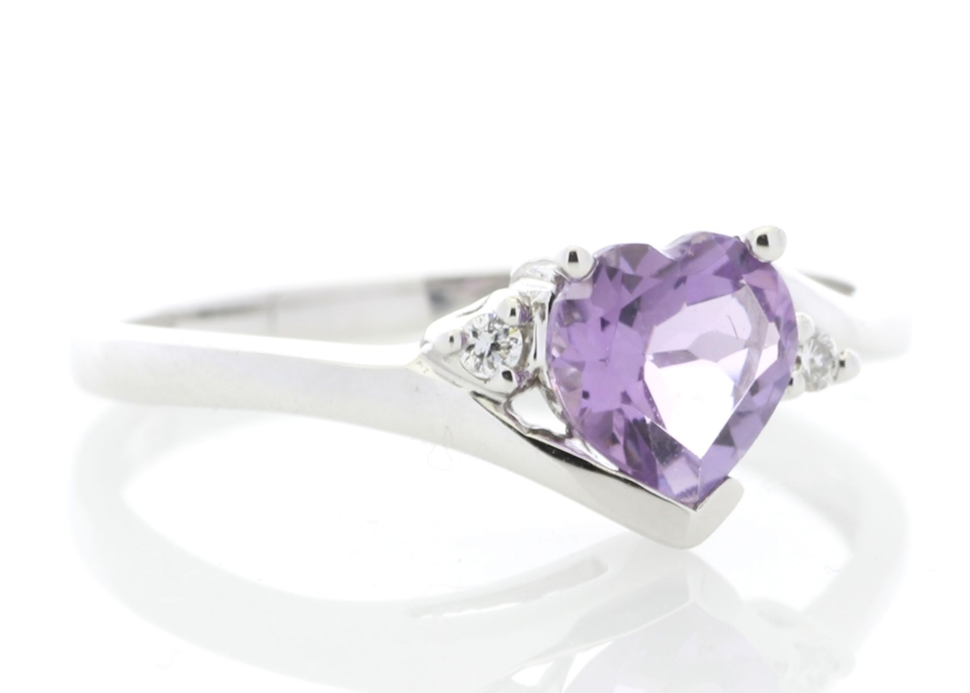 8180072A-, *** RRP £1,045.00*** UNUSED - Certified by GIE 9ct White Gold Amethyst Diamond Ring 0. - Image 3 of 4