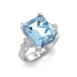 8180033L-, *** RRP £3,559.00*** UNUSED - Certified by GIE 9ct White Gold Diamond And Blue Topaz Ring