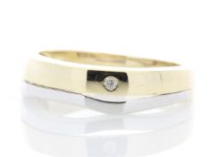 UNUSED - Certified by GIE 9ct Yellow Gold Single Stone Rub Over Set Diamond Ring 0.01 Carats,