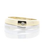 UNUSED - Certified by GIE 9ct Yellow Gold Single Stone Rub Over Set Diamond Ring 0.01 Carats,