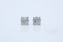 18ct White Gold Ladies Diamond Solitaire Earrings, Total Diamond Weight- 2.17 Carats, Cut-