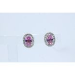 9ct Yellow Gold, Natural Pink Sapphire And Diamond Earrings, Includes AGI Insurance Certificate