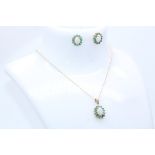 9ct Yellow Gold, Matching Earring And Necklace Set, Set With Opal And Emeralds