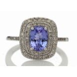 UNUSED - Certified by GIE 14ct Gold Oval Tanzanite And Diamond Cluster Ring 0.33 Carats, Colour-D,