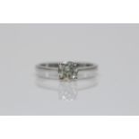 14ct White gold ladies diamond diamond solitaire ring, set with one 1.04 carat diamond, Clarity- VS,