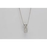 9Ct White Gold Chain And Diamond Pendent, Diamond Pendent Set With 0.45 Carat Single Brilliant Cut