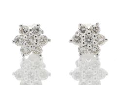UNUSED - Certified by GIE 9ct White Gold Diamond Flower Earring 0.45 Carats, Colour-D, Clarity-VS,