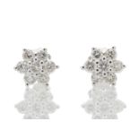 UNUSED - Certified by GIE 9ct White Gold Diamond Flower Earring 0.45 Carats, Colour-D, Clarity-VS,