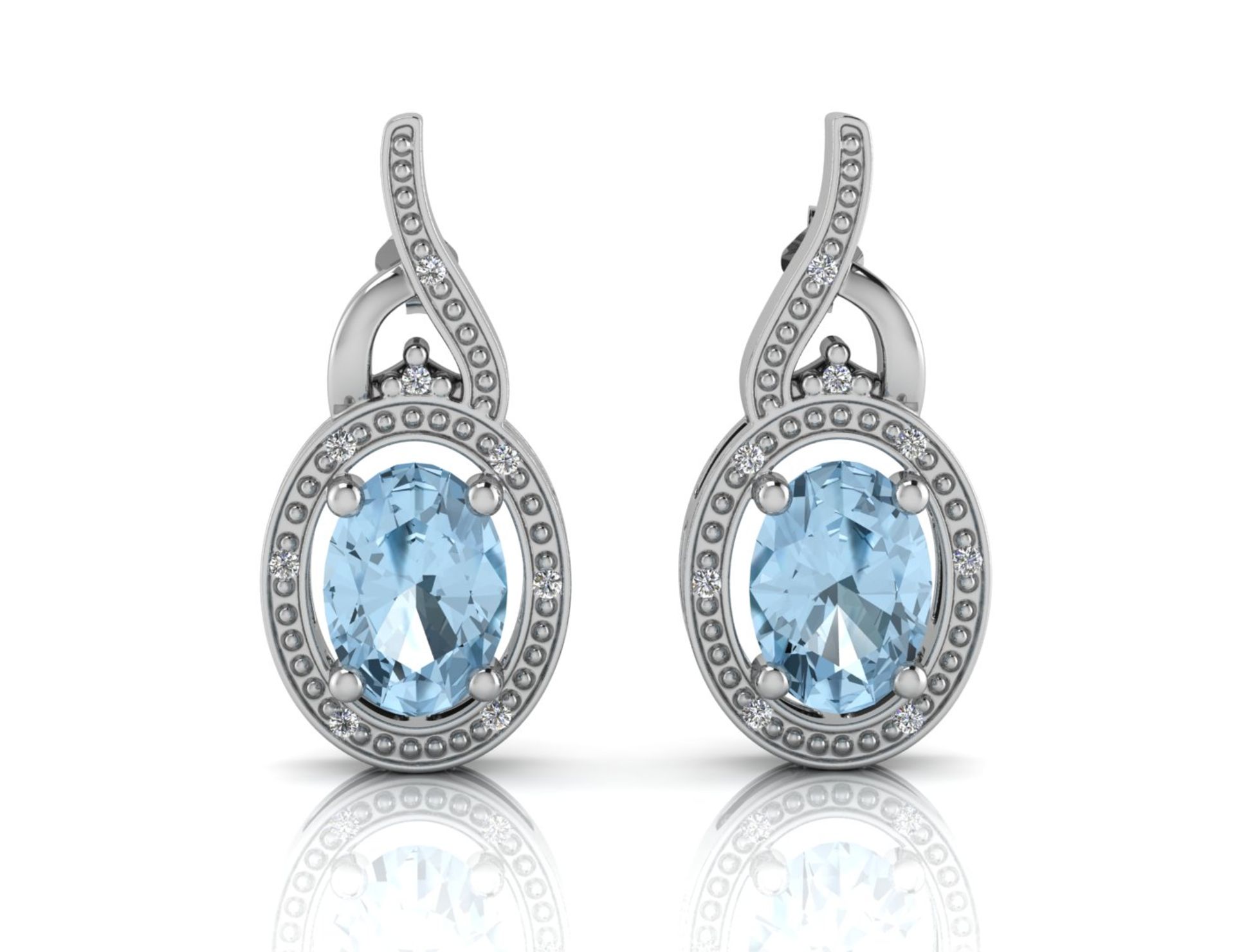 UNUSED - Certified by GIE 9ct White Gold Diamond And Blue Topaz Earring 0.05 Carats, Colour-D, - Image 3 of 4