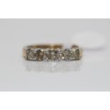 9ct Yellow gold five stone diamond half eternity ring, Approx total Diamond weight- 0.75 carat,