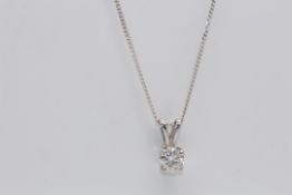 9Ct White Gold Chain And Diamond Pendent, Diamond Pendent Set With 0.61 Carat Single Brilliant Cut