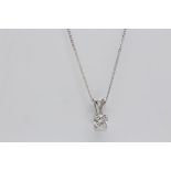 9Ct White Gold Chain And Diamond Pendent, Diamond Pendent Set With 0.61 Carat Single Brilliant Cut