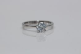 14ct White gold ladies diamond diamond solitaire ring, set with one 1.06 carat diamond, Clarity-