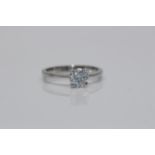 14ct White gold ladies diamond diamond solitaire ring, set with one 1.06 carat diamond, Clarity-