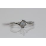 9ct White Gold Ladies Diamond Solitaire ring, set with one 0.15 carat Brilliant cut diamond