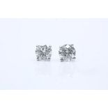 9ct White Gold Diamond Solitaire Earrings, Set With A Total Diamond Weight- 0.9ct8 Carats, Cut-