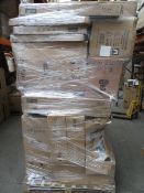 (A6) PALLET TO CONTAIN 22 ITEMS OF VARIOUS BATHROOM STOCK TO INCLUDE: TOILET PAN, BASIN CABINETS.