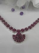 AGI Certified - Amazing Natural Ruby Necklace, Set with 213 Natural Rubies.