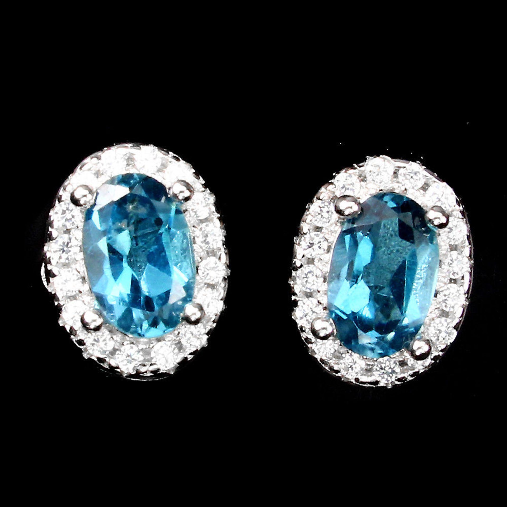 Elegant Oval Top London Blue African Topaz Gemstone Earrings, Bespoke - Unique - One of a Kind.