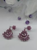 AGI Certified - an Outstanding pair of natural Ruby Earrings, Set with 72 Natural Rubys.