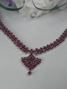 AGI Certified - Beautiful Natural Ruby Necklace - Set with 184 Natural Rubys.