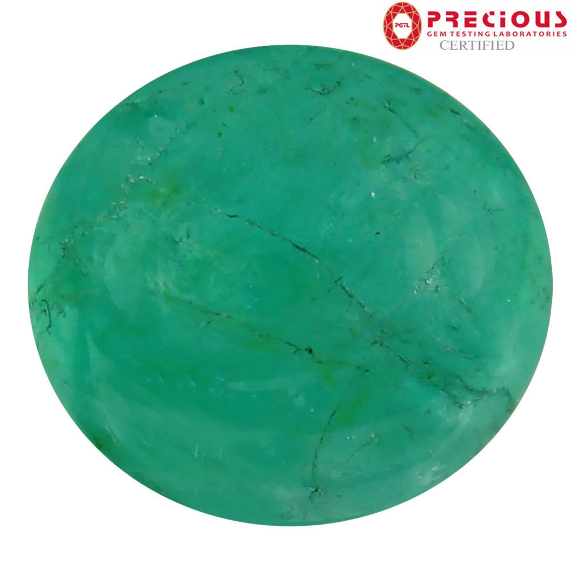 8.11 Carat PGTL & AGI Certified Oval Cabochon Cut (12 x 11mm) Colombian Emerald.