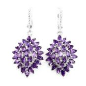 A Magical Deluxe Marquise Cut Intense Purple Natural Untreated Amethyst Gemstone Earrings, Bespoke