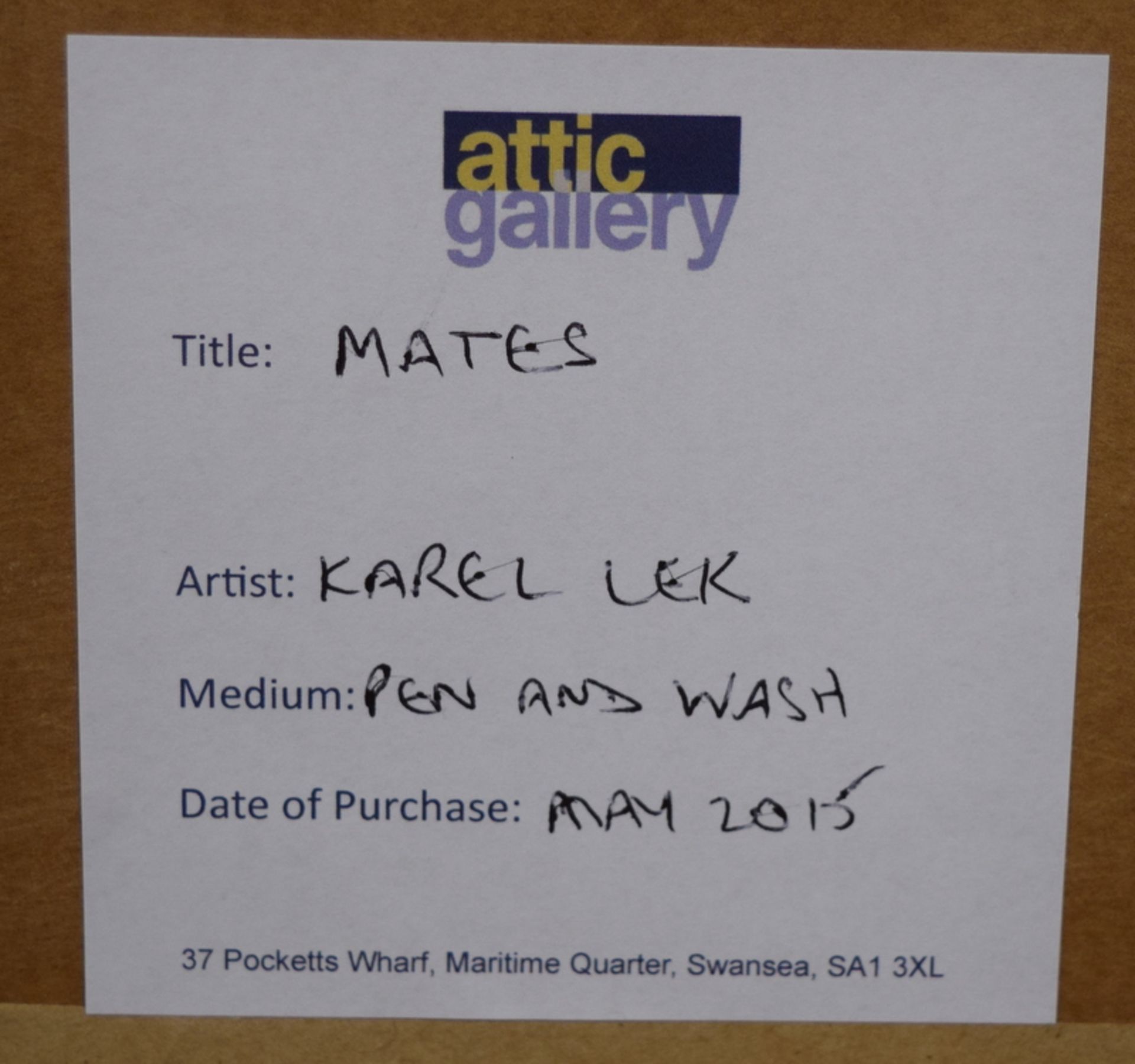 Karel Lek MBE RCA - Mates - Pen and Wash - Image 3 of 3