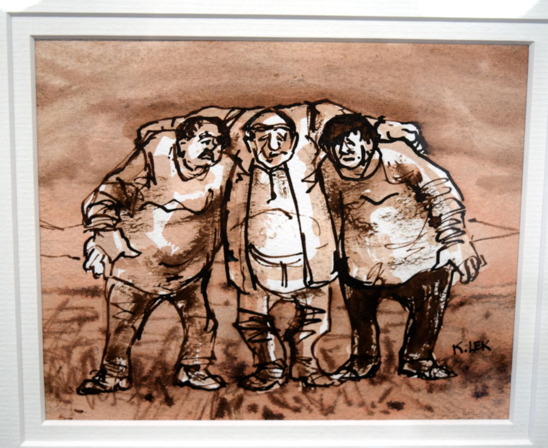 Karel Lek MBE RCA - Mates - Pen and Wash