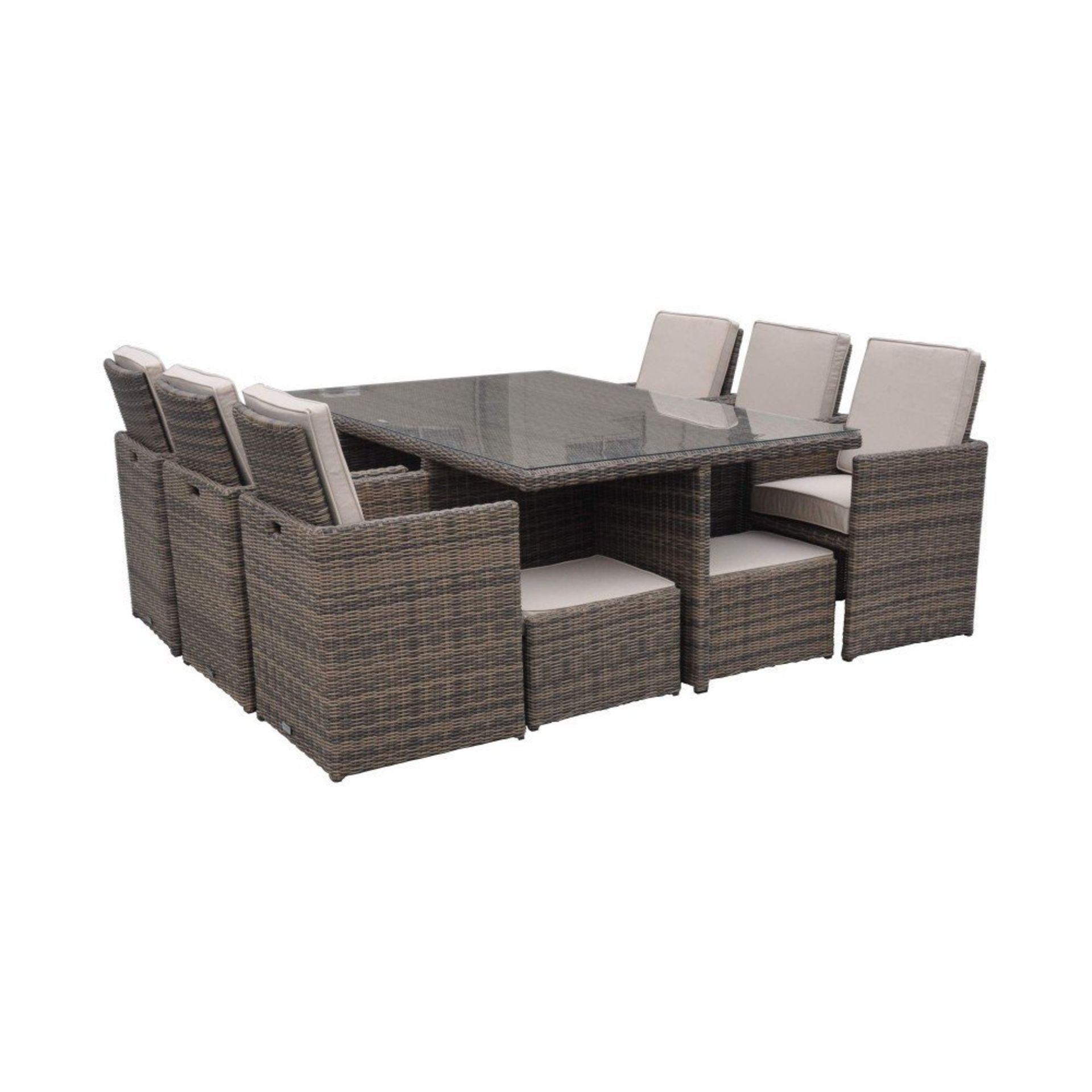 The Radeway 11 Piece Rattan Cube Outdoor Patio Dining Set. - Bild 5 aus 6